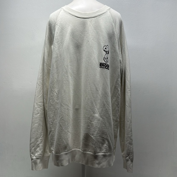 Sandro x Snoopy Smile Sweatshirt Crewneck Cotton Long Sleeve White Mens Size XXL - Picture 3 of 8